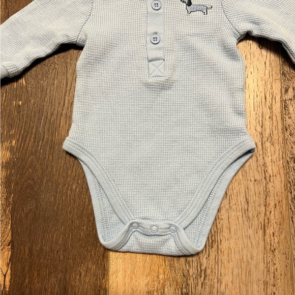 Little Me 3 Month Blue Weenie Dog 100% Cotton Hoodie w/ Button Detail - Picture 4 of 7